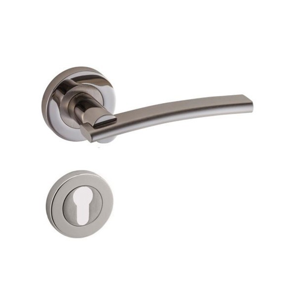 POIGNEE DE PORTE AVEC ROSACE LAMA TROU DE CYLINDRE SATINE-CHROME DOGANLAR