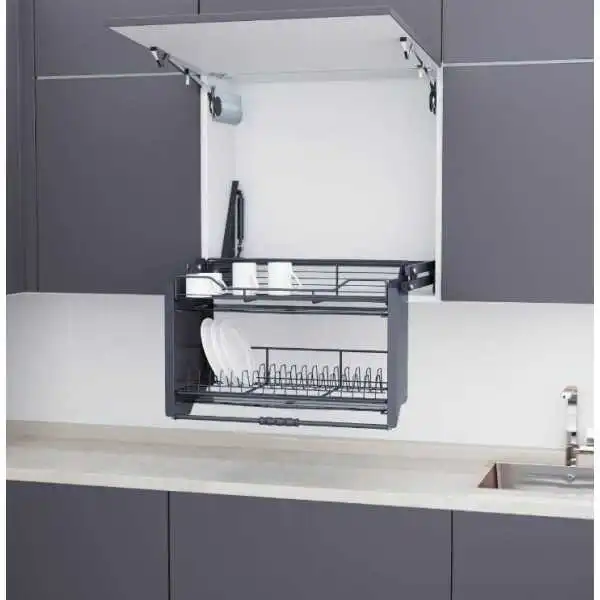 ÉLÉVATEUR ÉTAGÈRE À DEUX COUCHES NOIR 90CM STARAX